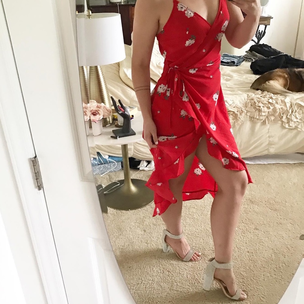 H&M Res High Low Floral Wrap Dress